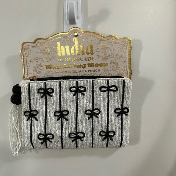 White and Black Beaded Pouch - Picture 1 of 1